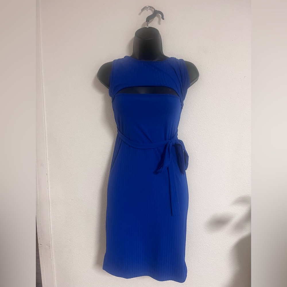 Elegant Blue Sleeveless Dress